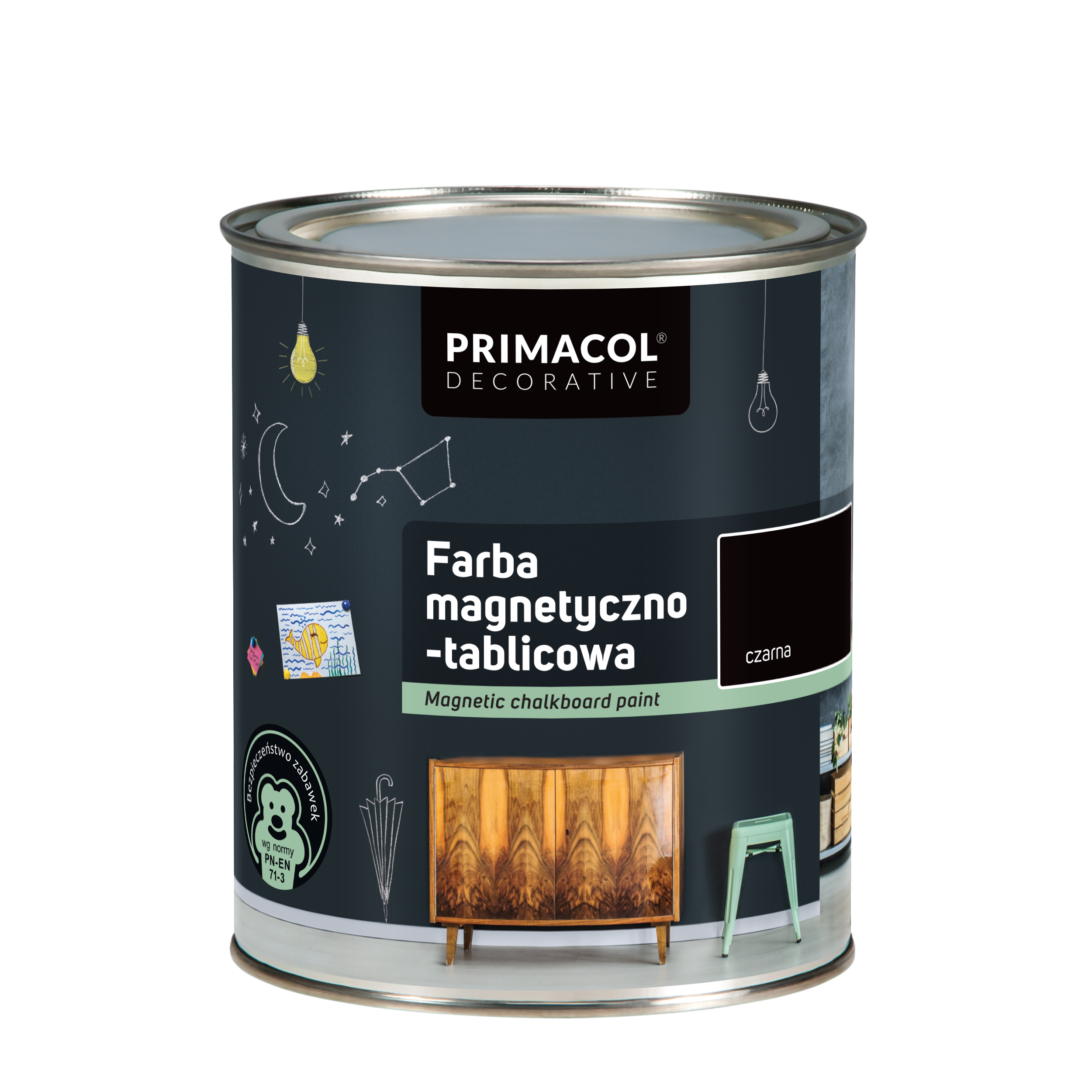 Краска магнитно-грифельная Primacol Decorative 2в1 0,75 л Черный