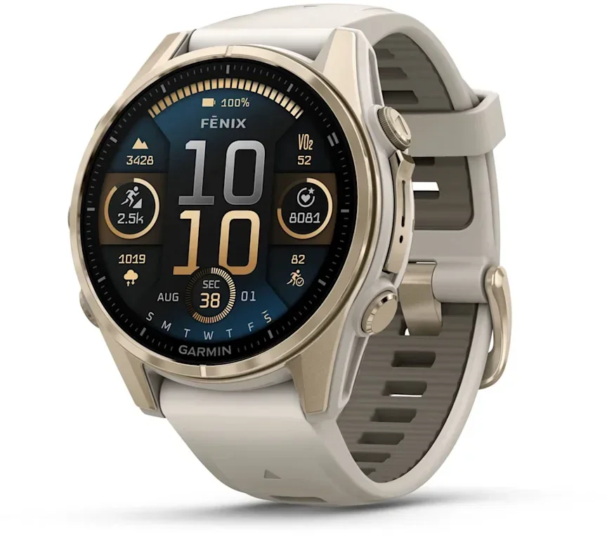 Смарт-годинник Garmin Fenix 8 Amoled 43 мм Sapphire Soft Gold with Fog Grey/Dark Sandstone Silicone Band (010-02903-11)   - фото 1