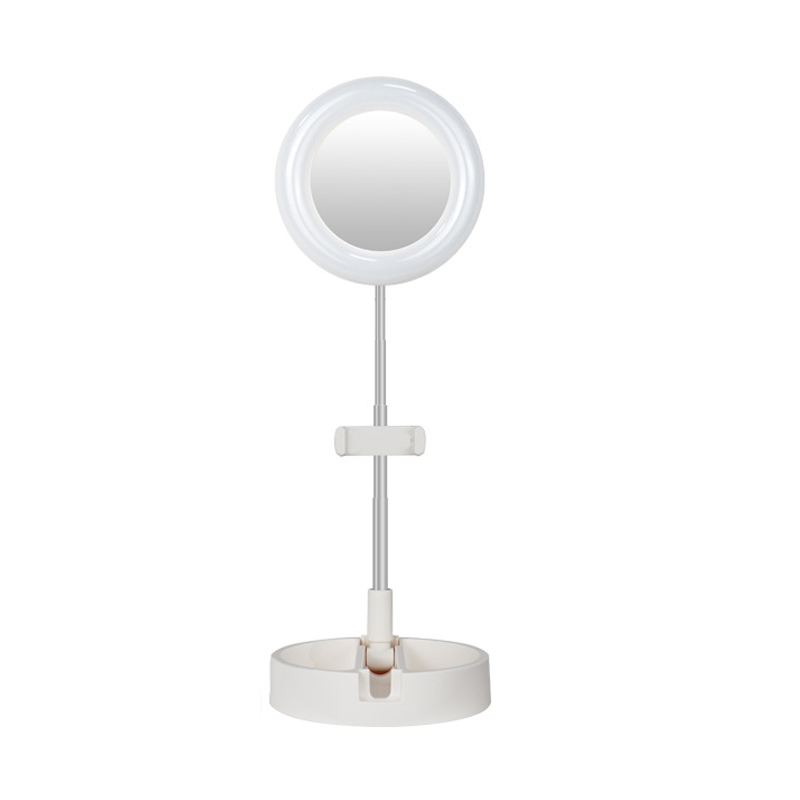 Лампа кільцева Selfie Light G3 16 см настільна з тримачем і дзеркалом з підсвічуванням Бiлий