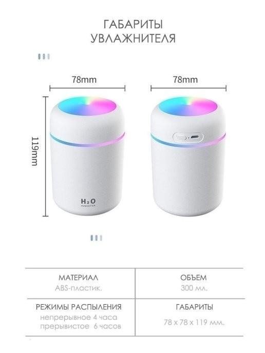 Увлажнитель воздуха Humidifier H2O 300 мл Pink - фото 3