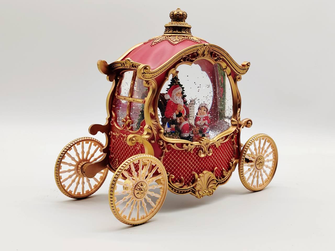 Ліхтар музичний новорічний Карета від батарейок та USB 26 см (26140883)