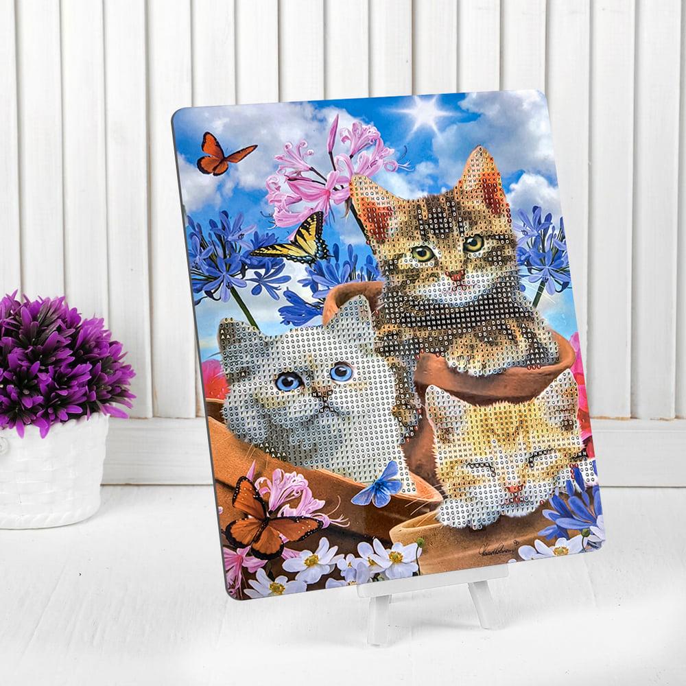 Алмазная мозаика на декоративной подставке SHLab Кошки-Цветы SHR-D21423 21x25 см (39878)