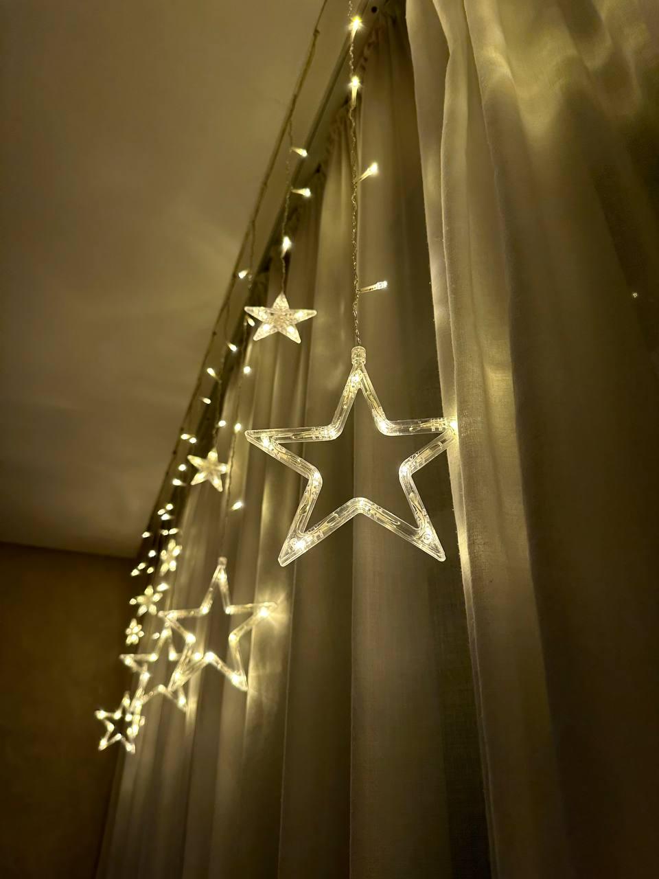 Гірлянда Зірки 12 зірок 3 м Білий теплий (909090)