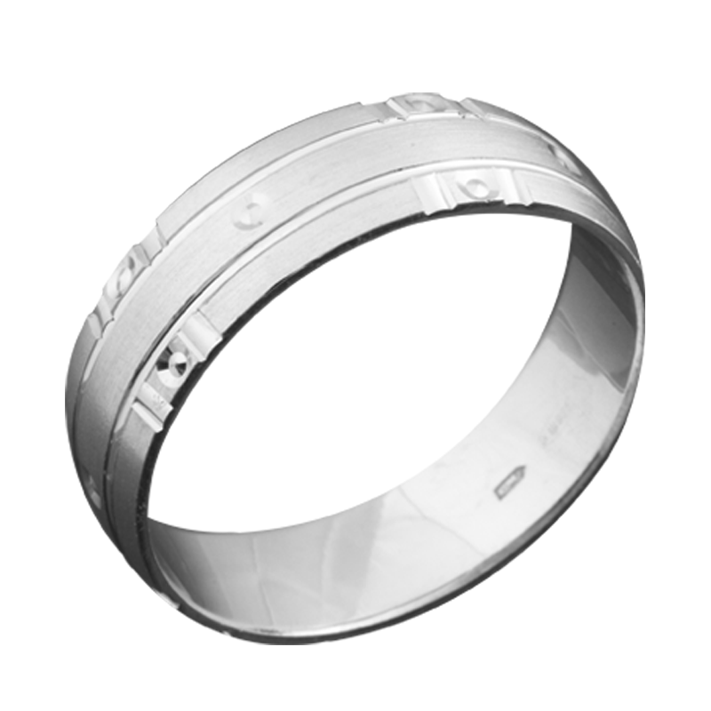 Обручка срібна з чіткими рельєфними лініями з боків р. 18