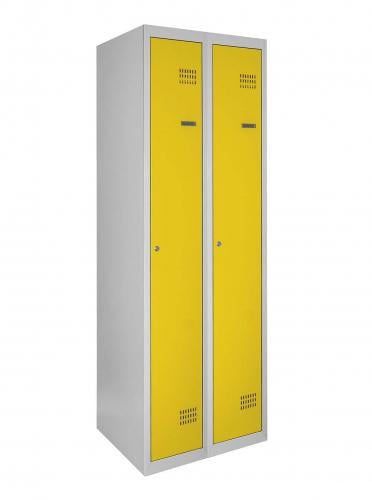Шкаф металлический для одежды ШОМ-П 1/40/2 одноуровневый с перегородкой и нижней полкой RAL7035/RAL1018 180х80х50 см (3400202)