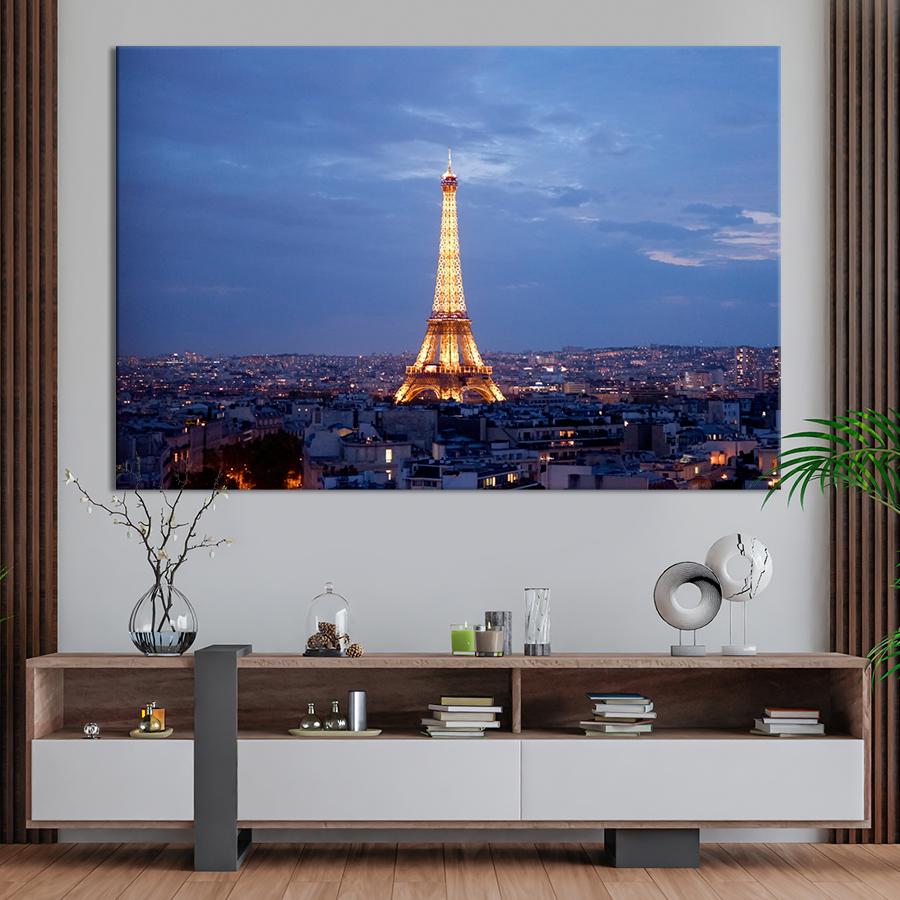 Картина город Эйфелева башня на фоне Парижа 51x34 см (A717-1)