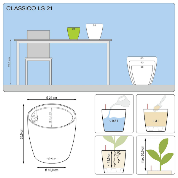 Вазон Lechuza CLASSICO LS 21 Черный - фото 4