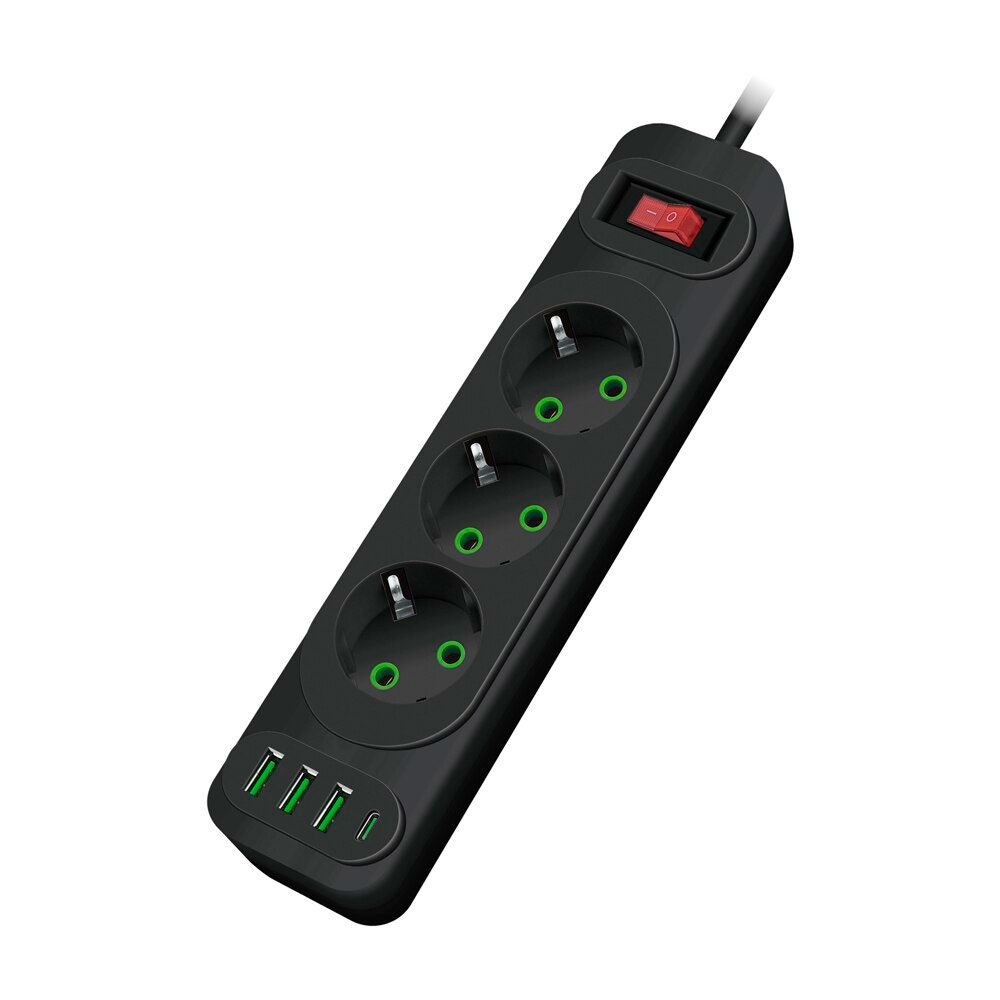 Фільтр VOLTRONIC 3 EU 3 USB 1 Type-C 2500 Вт 2 м Чорний (YUT_V2203) Фільтр VOLTRONIC 3 EU 3 USB 1 Type-C 2500 Вт 2 м Чорний (YUT_V2203)