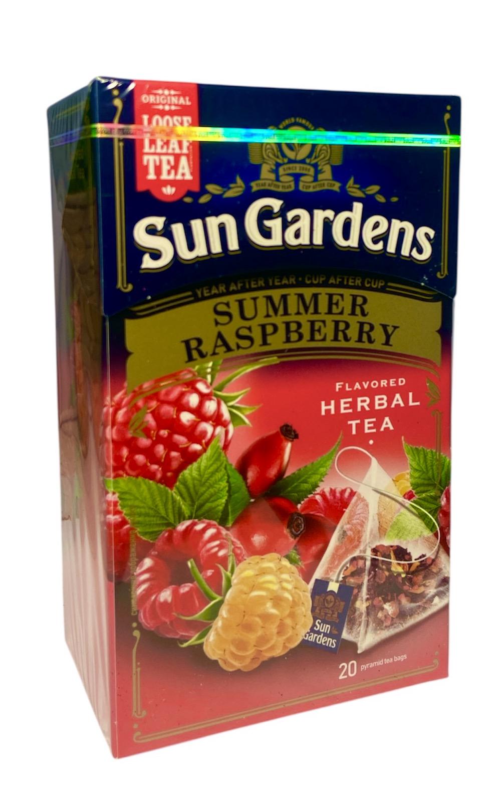 Чай цветочно-ягодный Sun Gardens Summer Raspberry со вкусом малины в пакетах-пирамидках 20 шт. (60644)