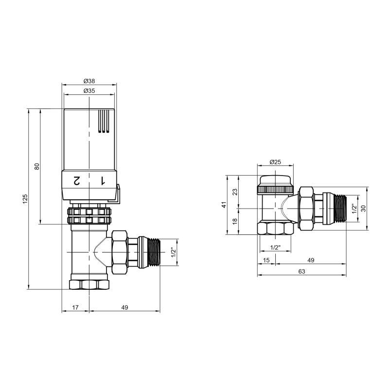 Комплект термостатичний SD Plus 1/2" для радіатора кутовий (SD352W15) - фото 2