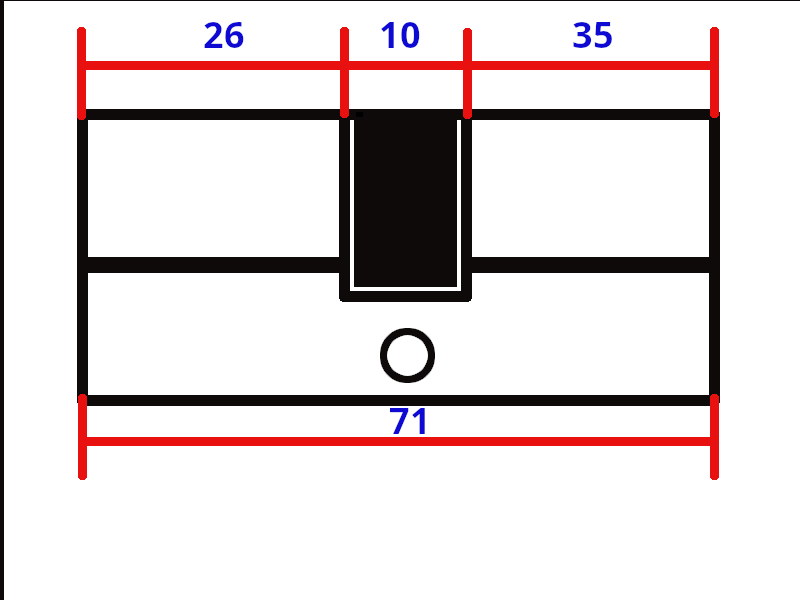 Цилиндр сердцевина Kale Kilit 164 SNC/71 26x10x35 мм Никель (560200240) - фото 2