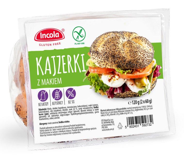 Булочки белые без глютена INCOLA Кайзерки с семенами мака 120 г