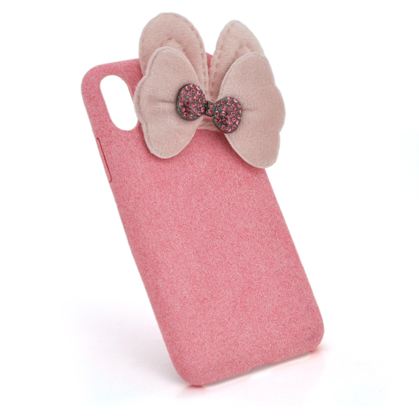Накладка Пухнаста Бантік Voltronic для iPhone X рожевий чохол для телефону захист від ударів і подряпин