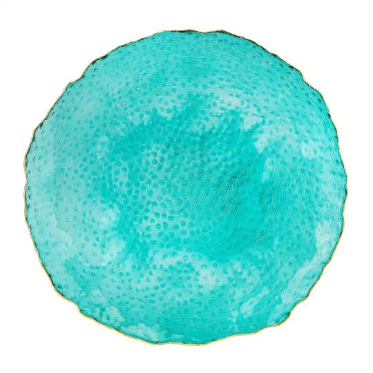 Блюдо сервировочное Elisey Сапфир стеклянное 25 см Бирюзовый (135-81-9219-021) - фото 1