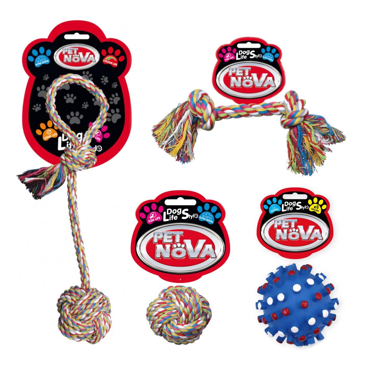 Набор игрушек для собак Pet Nova Канат с мячом M (ROPE-RBL-M)