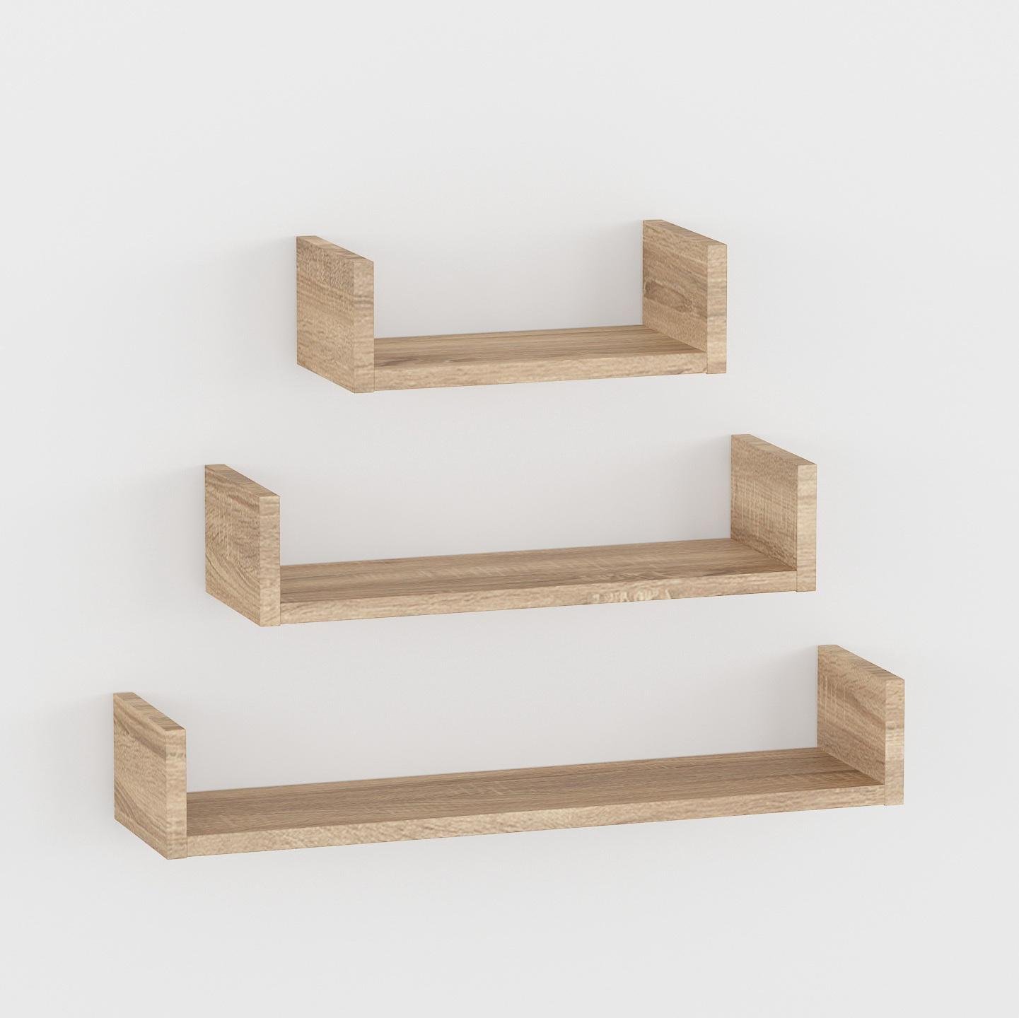 Комплект полиць для декору настінні 3 шт. Дуб сонома (mgt-37-sn)
