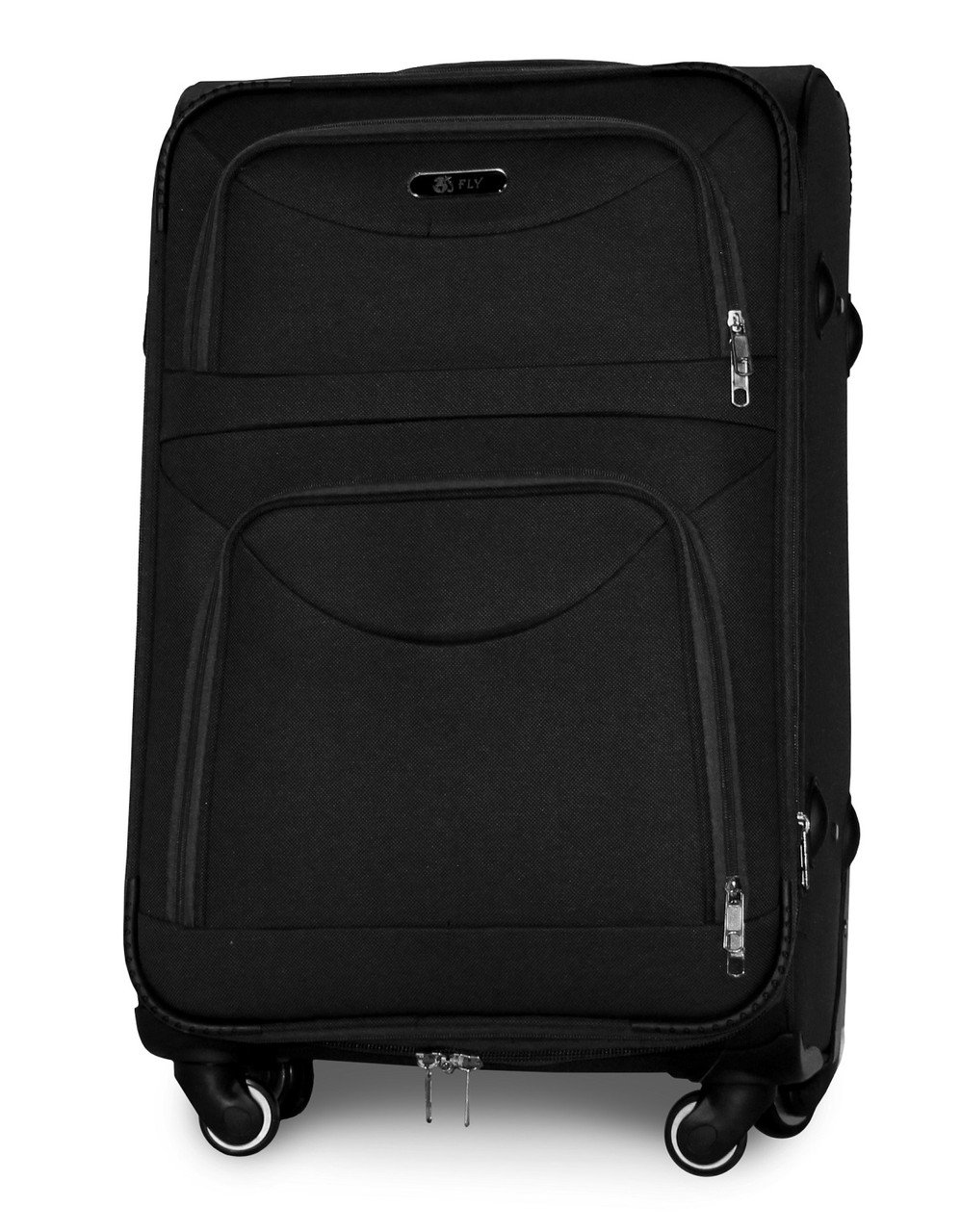 Чемодан тканевый Fly 6802 средний на 4 колесах 64х43х27 см 60 л Черный