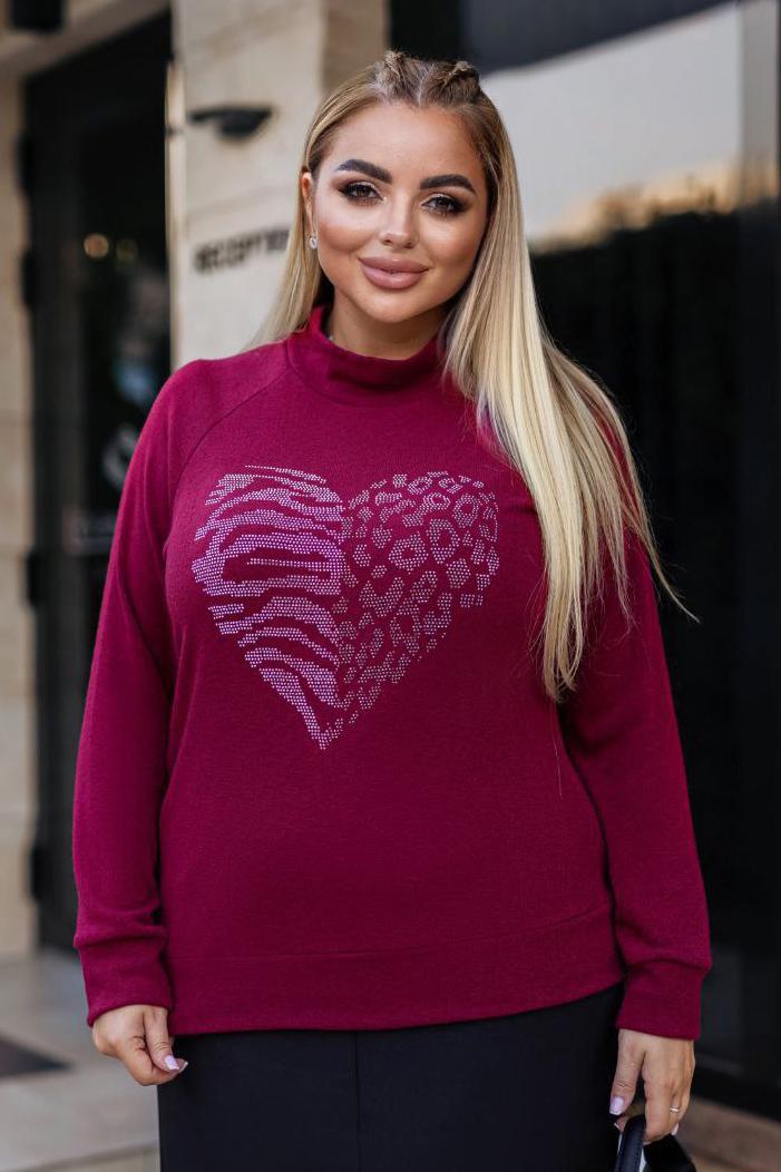 Свитер женский 3XL-4XL Бордовый (192543)
