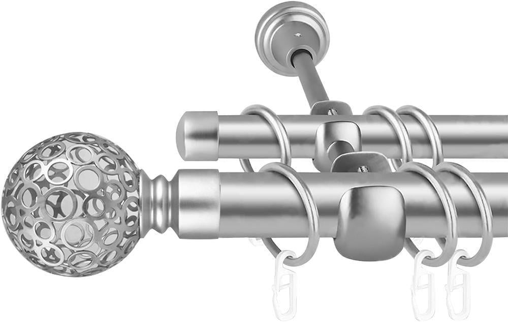 Карниз металлический Orvit Орнела двухрядная гладкая труба 25/19 мм 200 см Сатин матовый (1929783542)