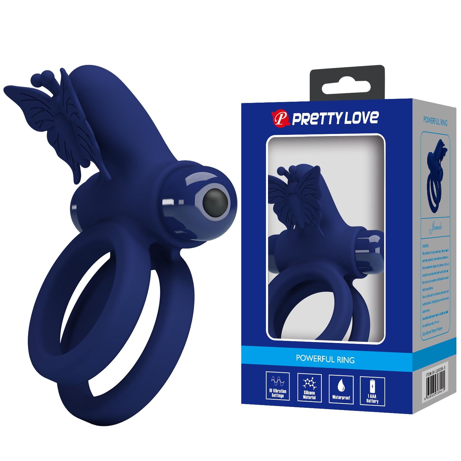 Эрекционное кольцо Pretty Love Powerful Vibro Butterfly Cock Ring Blue
