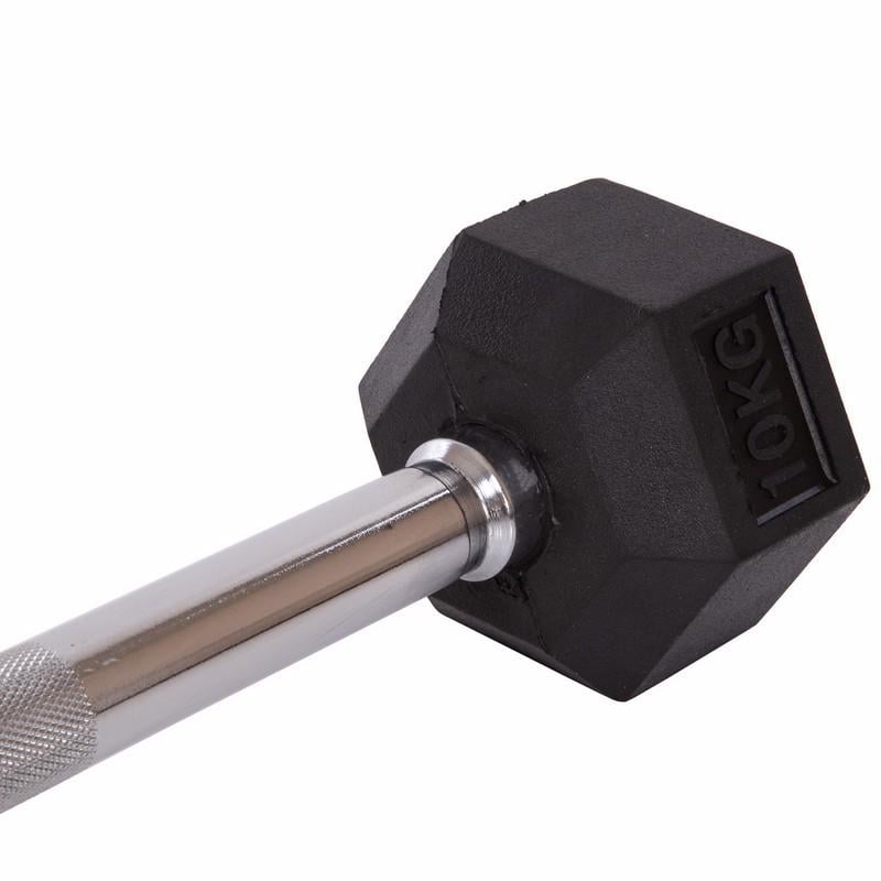 Штанга Zelart Record Rubber Hexagon Barbell фиксированная прямая обрезиненная TA-6230-10 длина 95 см 10 кг (DR002594) - фото 4