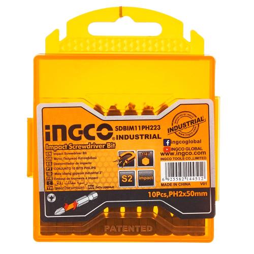 Биты ударные INGCO INDUSTRIAL S2 PH2x50 мм 10 шт. (000159435)