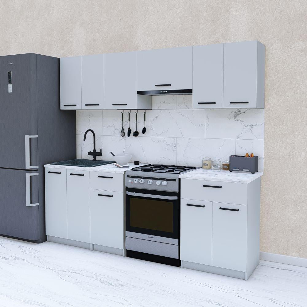 Кухня модульная готовая 2,2 м Светло-серый (МП35)