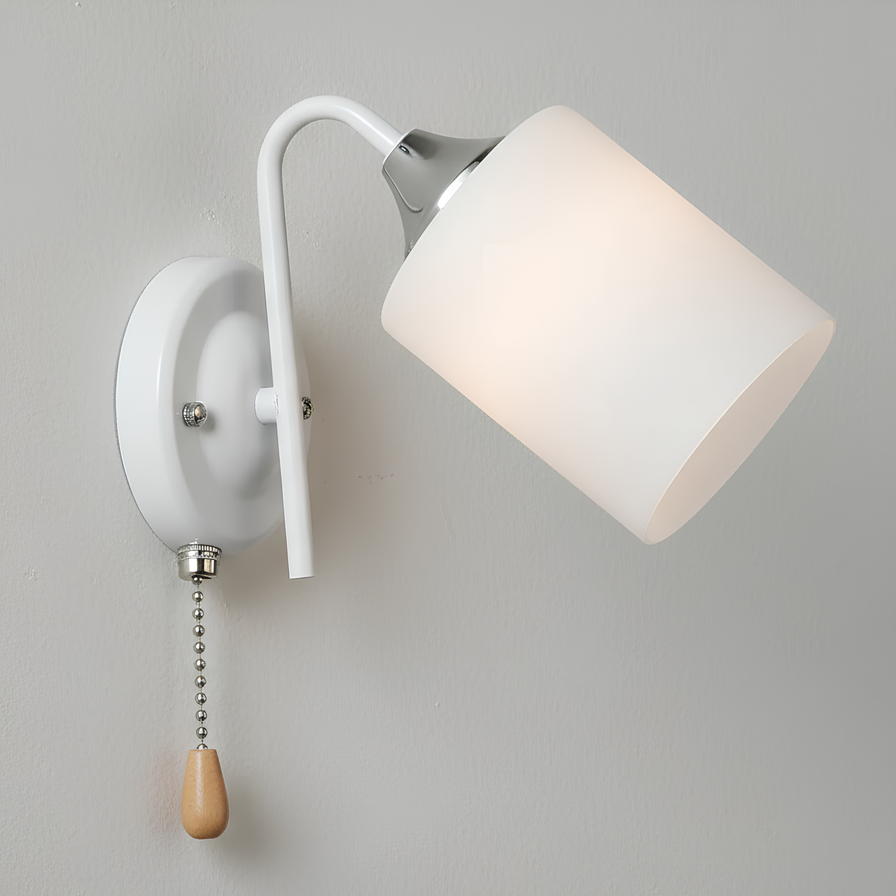 Бра Valeso со стеклянным цилиндрическим плафоном под лампу Е27 Белый/Хром (N6641/1W WT+CR)