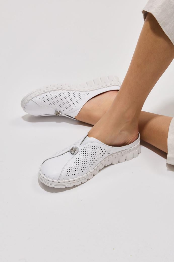 Шлепанцы женские ALLSY кожаные р. 36 Белый (195212)