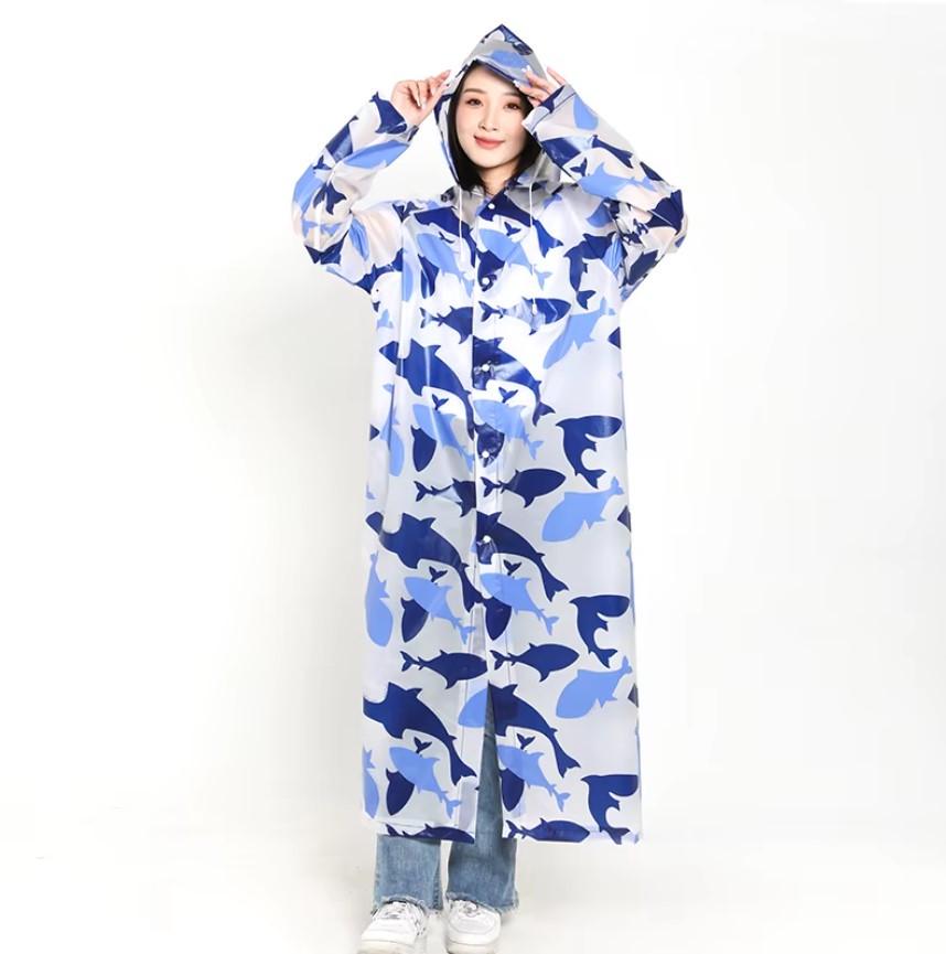Дощовик-плащ багаторазовий Акули на кнопках з капюшоном універсальний Синій (CH-862Q) - фото 6 Дощовик-плащ багаторазовий Акули на кнопках з капюшоном універсальний Синій (CH-862Q) - фото 6