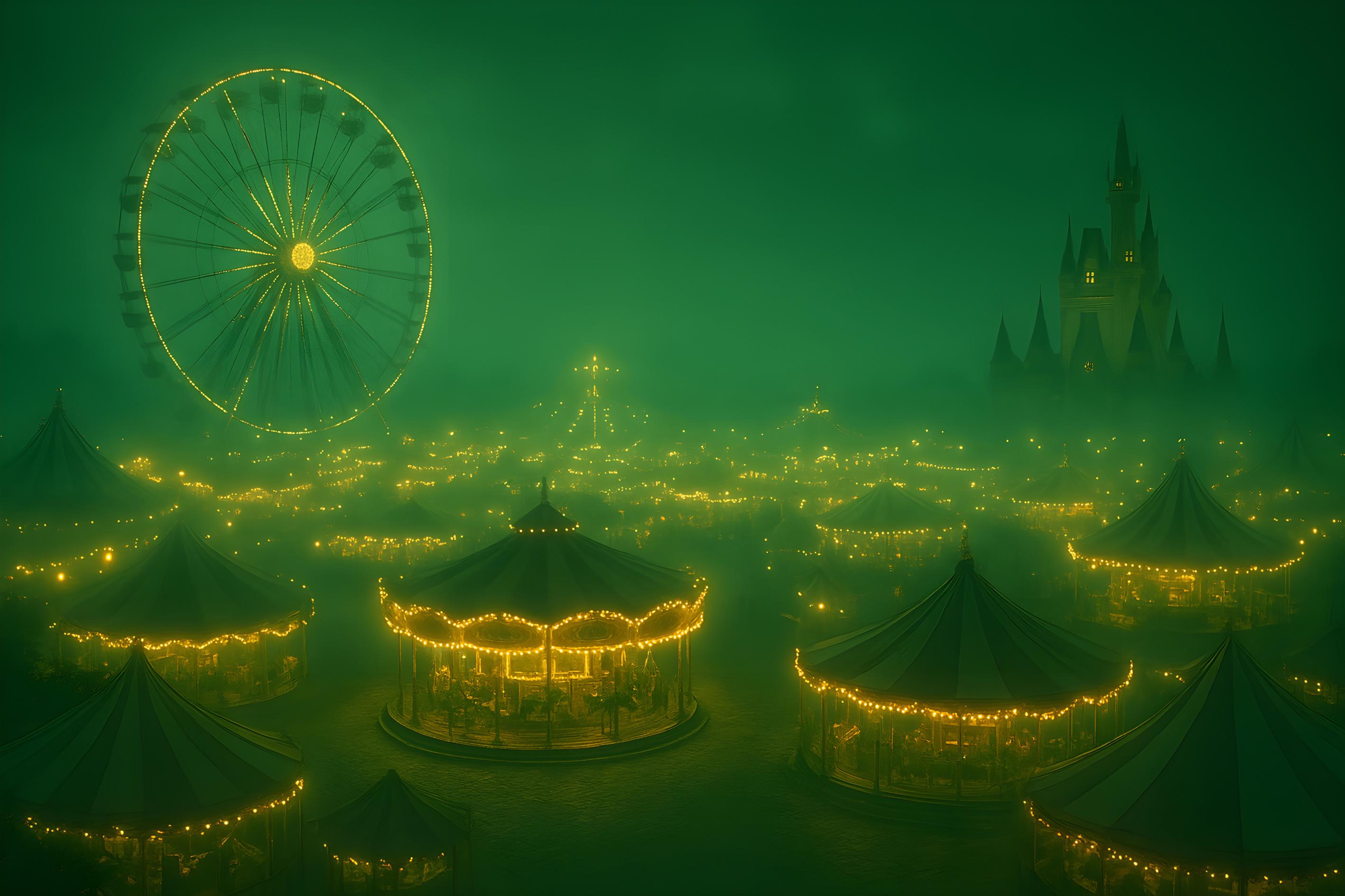 Фотообои флизелиновые Upstream Туманный город-аттракцион 345х230 см (S5KID-085/6)