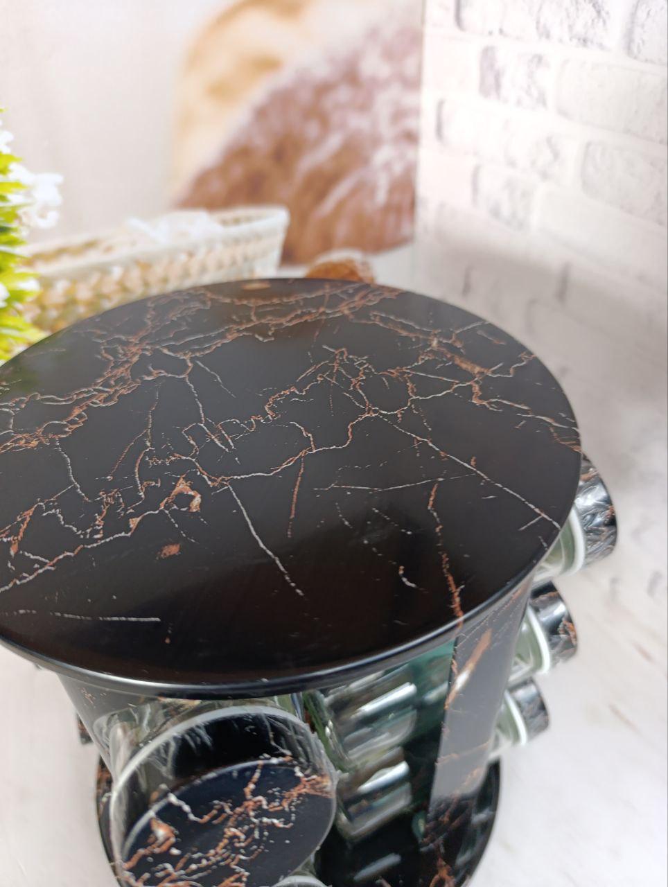 Набір для спецій A-Plus 3184 на металевій підставці 13 предметів Чорний мармур (30078735) - фото 4