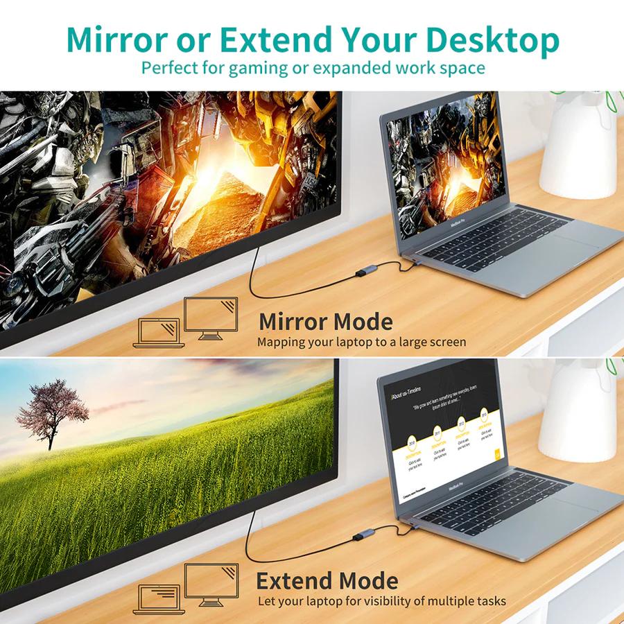 Перехідник USB 3.1 Type-C --&gt; Displayport F 4K 60Hz cірий Choetech - фото 2