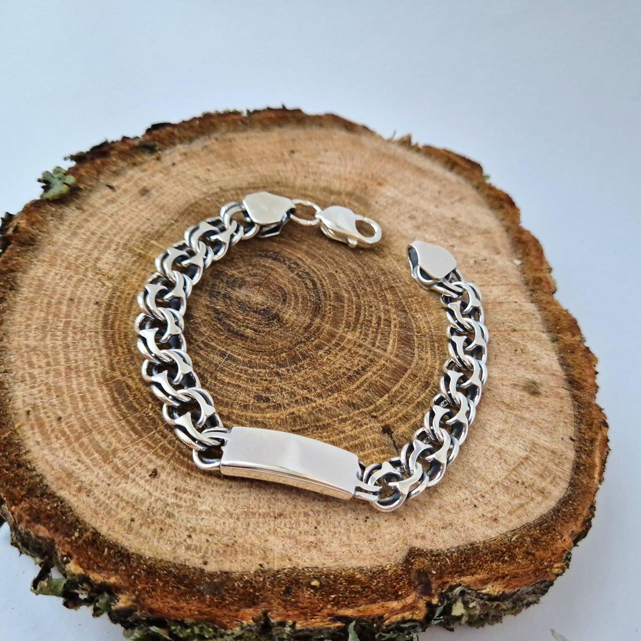 Браслет бисмарк с пластиной серебро 925 пробы 22,70 г 20 см (4687)