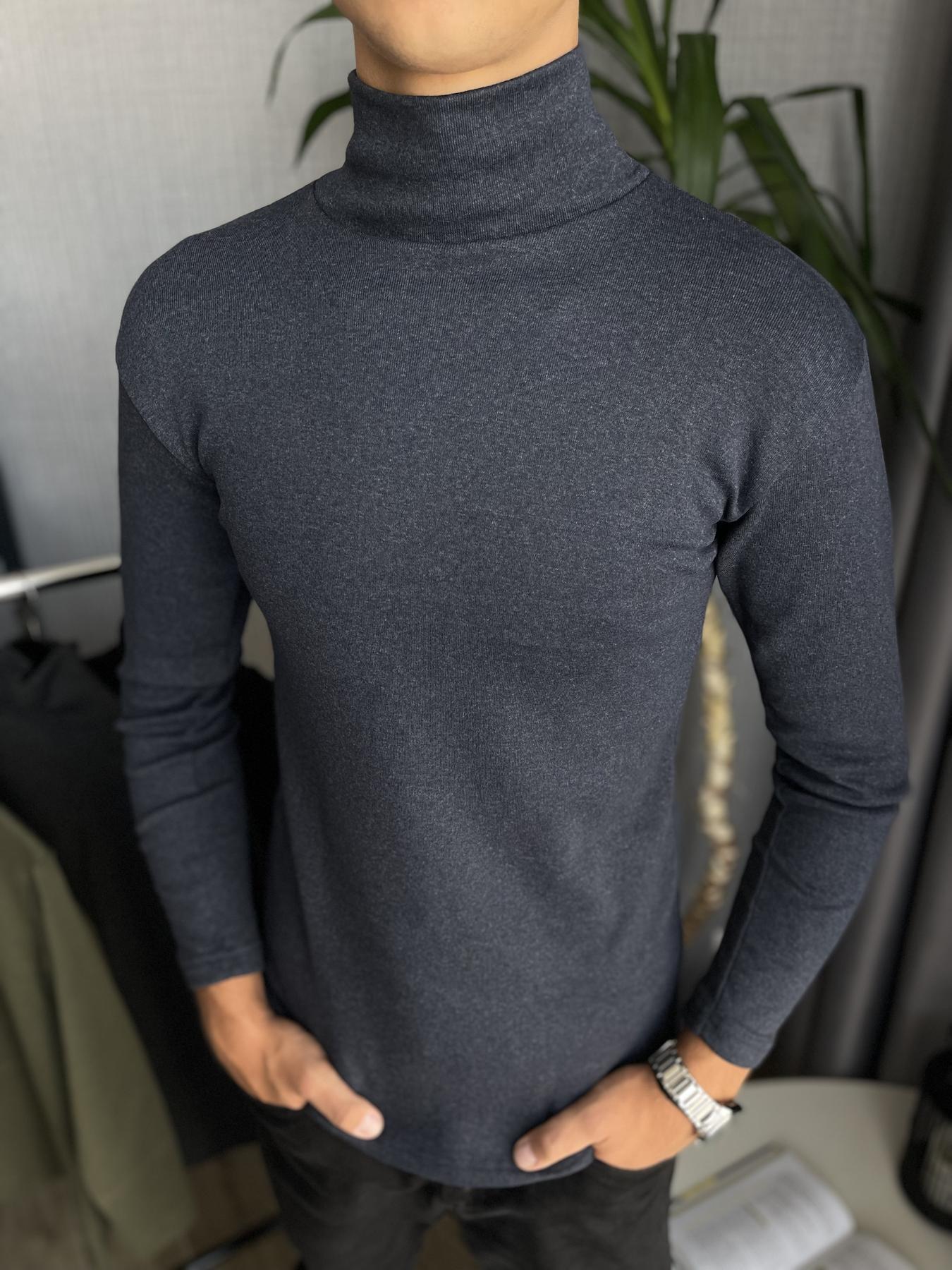 Гольф мужской зимний на флисе облегающий S Синий (26534/1/1) - фото 1 Гольф мужской зимний на флисе облегающий S Синий (26534/1/1) - фото 1