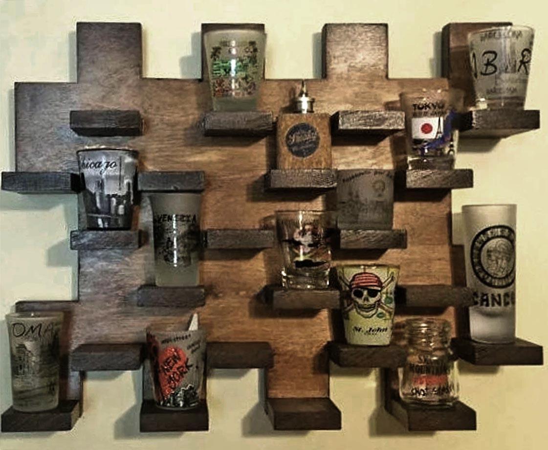 Полка для рюмок из дерева Бидефорд Капучино (ПДШ-000709)