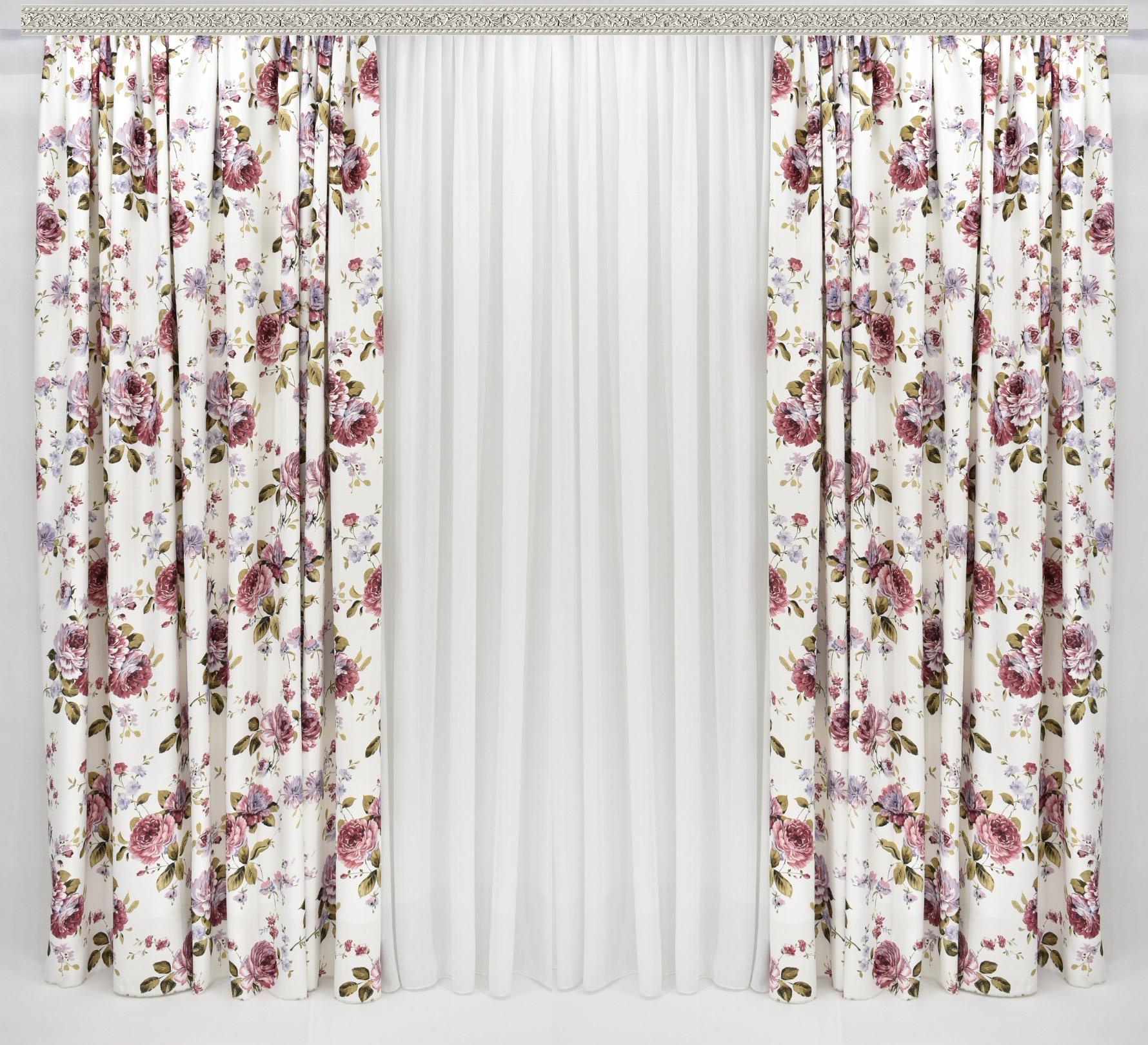 Шторы софт-жакард Камелия 270х150 см 2 шт. Молочный/Бордовый (102464)