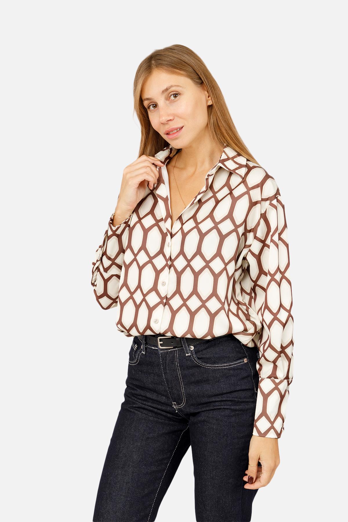 Блуза жіноча ЦБ-00261346 р. 44 Бежевий (SKT001024285)