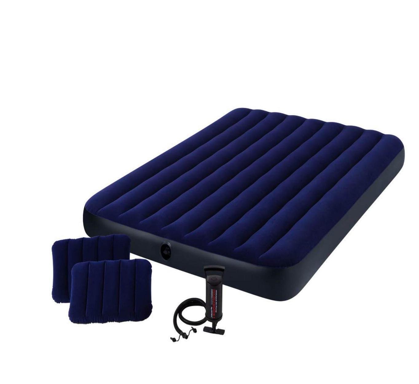 Матрас надувной Intex с двумя подушками и насосом с ремкомплектом 203х152х25 см (64765 - 1).