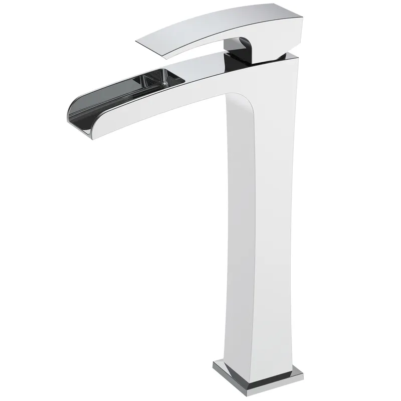 Змішувач для умивальника KOER KB-15007-04 High водоспад Chrome/White (KR5156)