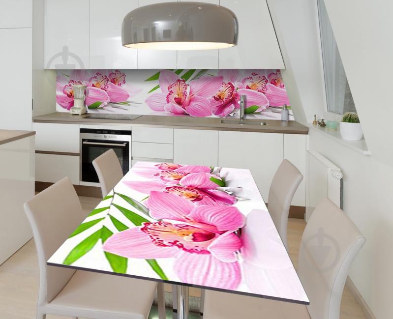 Наклейка 3Д виниловая на стол Zatarga «Сон орхидеи» 650х1200 мм для домов, квартир, столов, кофейн, кафе