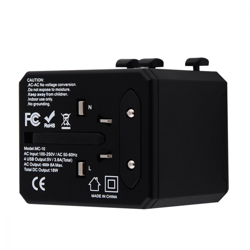 Адаптер Travel Adapter Yesido MC-10 Type-C UK/EU/US/AUS Black - фото 7