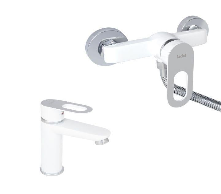 Набір змішувачів для ванни Lidz Latwa 001/010 з лійкою та шлангом White