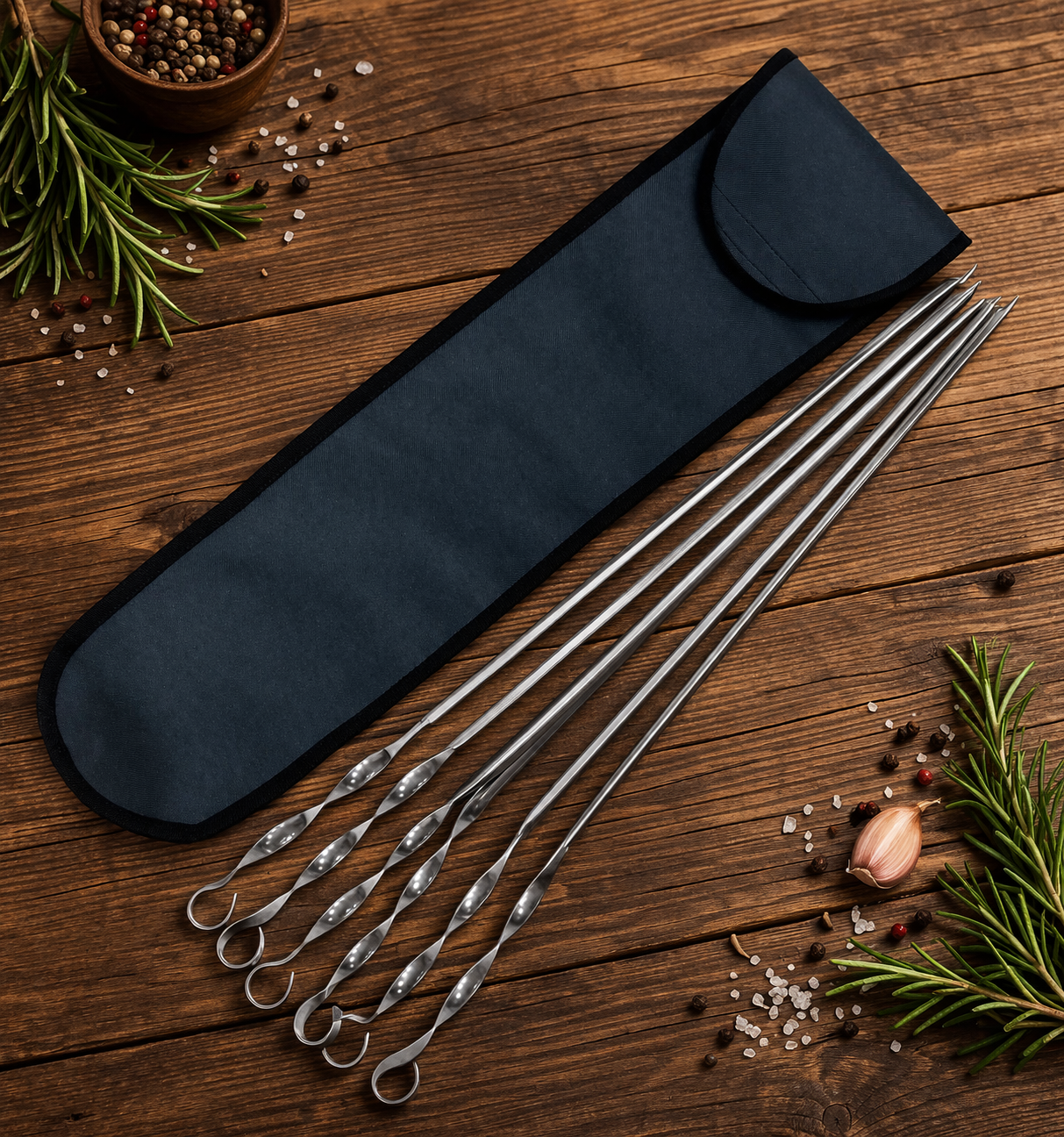 Набор шампуров Jooki стальных угловых 560х12х1,5 мм 6 шт. в чехле (10183)