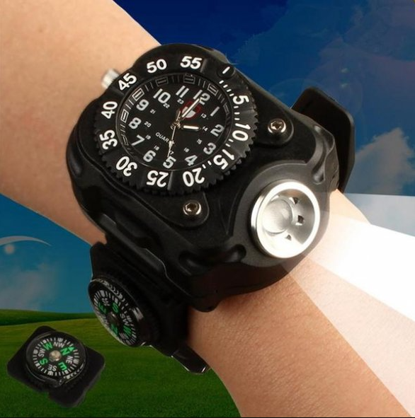 Годинники чоловічі Besta FlashLight з компасом Чорний - фото 2