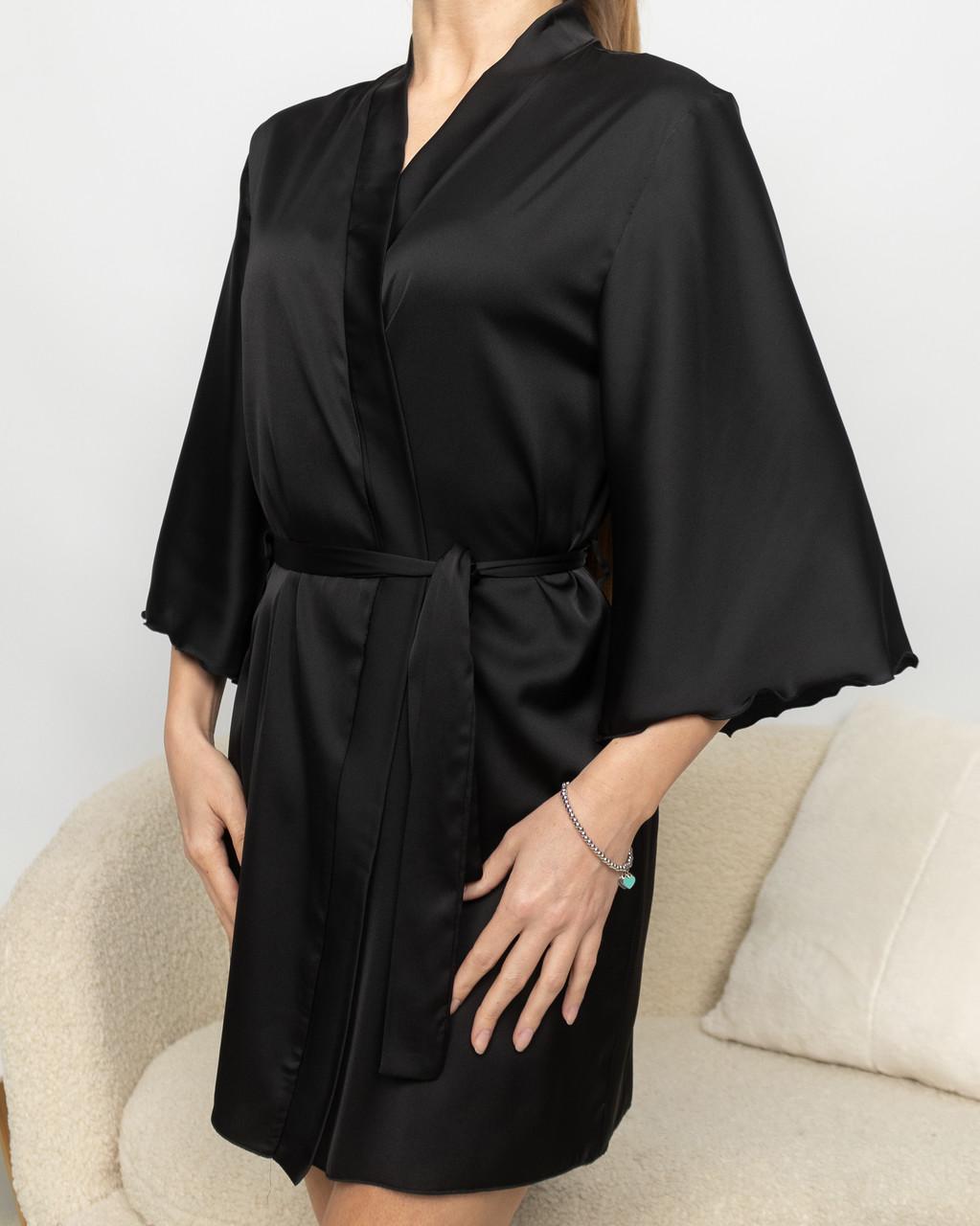 Халат женский шелковый Черный (1944558045) - фото 5 Халат женский шелковый Черный (1944558045) - фото 5