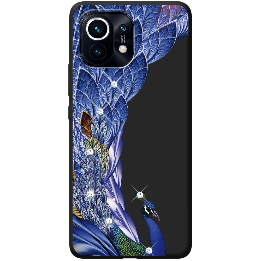 Чехол BoxFace Xiaomi Mi 11 Павлин со стразами Черный силикон (41924-rs7-44011)