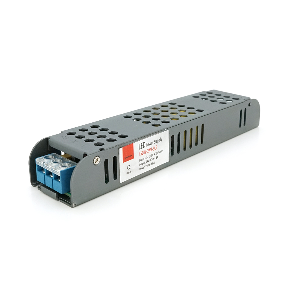 Блок питания импульсный Slim металл перфорированный для видеонаблюдения и сигнализации 24 В 6,25 А 150 Вт (8776)