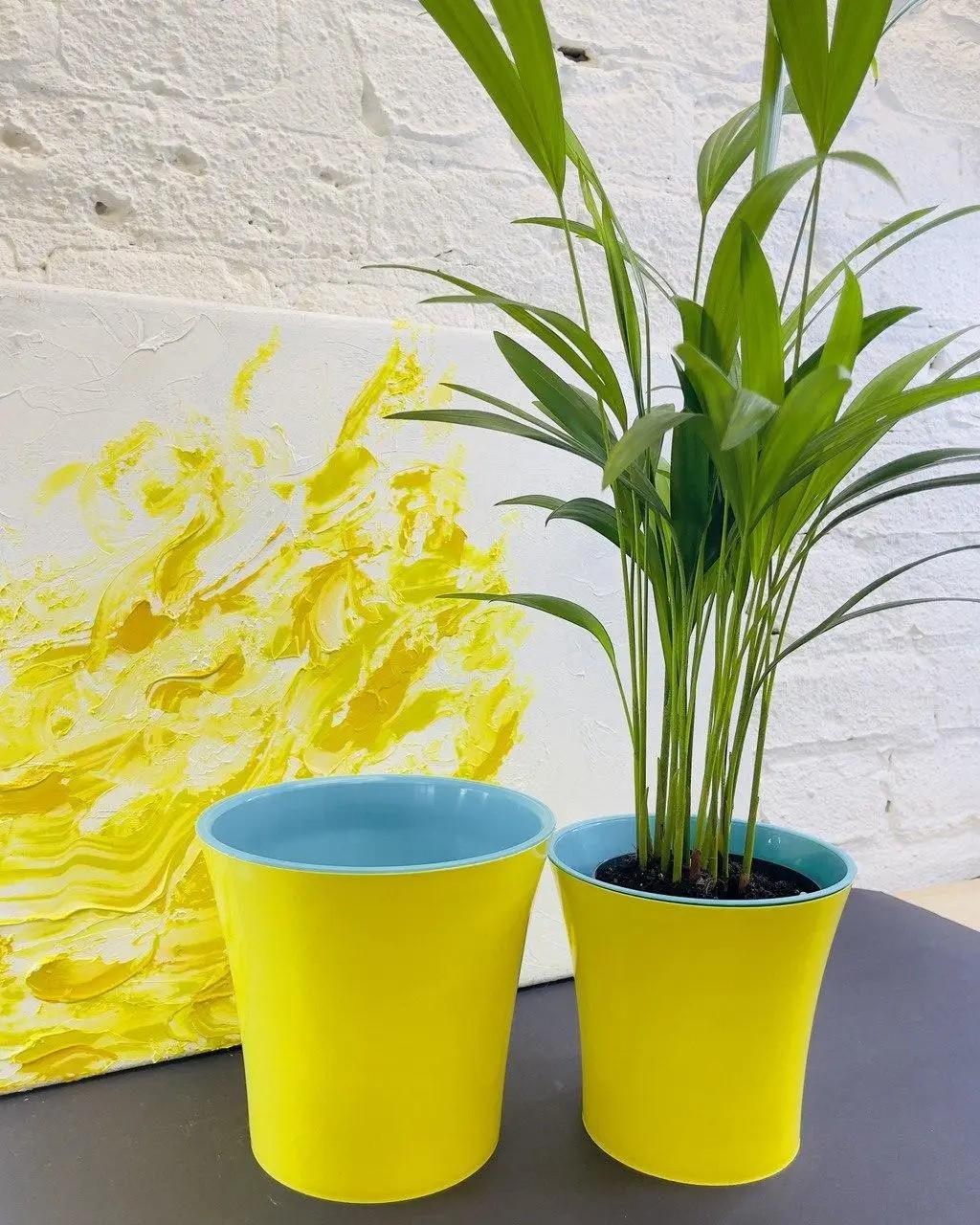 Горщик для квітів PlastDetal подвійний 1,8 л Жовтий/Блакитний (190008) - фото 3 Горщик для квітів PlastDetal подвійний 1,8 л Жовтий/Блакитний (190008) - фото 3