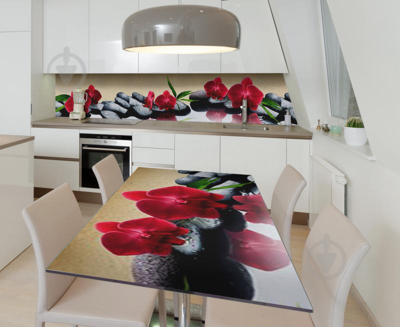 Наклейка виниловая на стол Zatarga  "Красные Орхидеи на камнях" 650х1200 мм